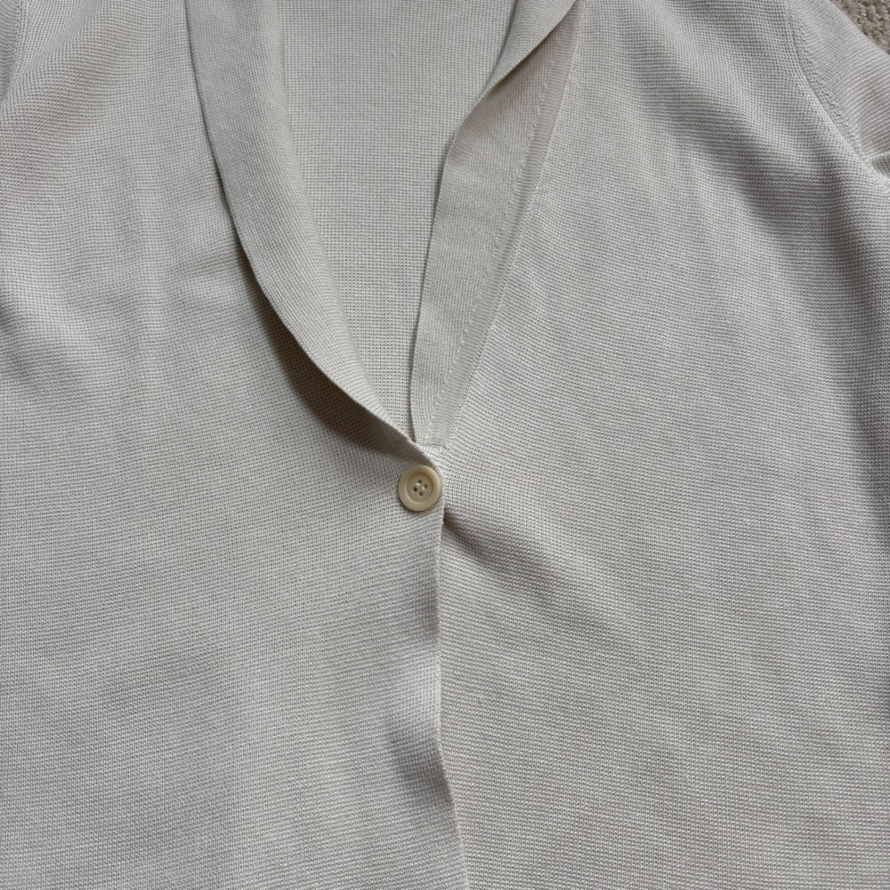 EILEEN FISHER Cream Silk‎ Organic Cotton One Button Cardigan Sweater Med Petite - Picture 9 of 9